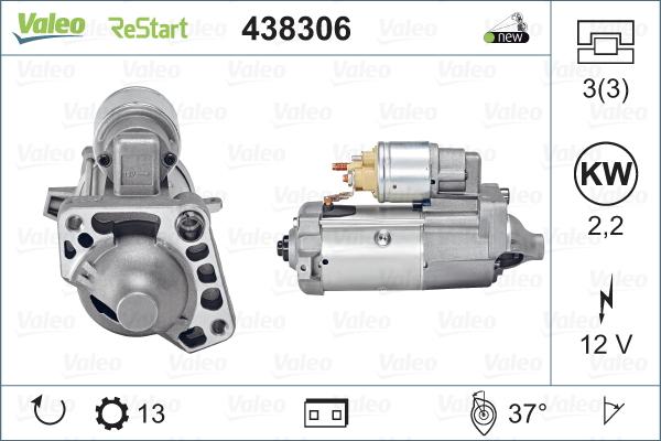 Valeo 438306 - Motorino d'avviamento autozon.pro