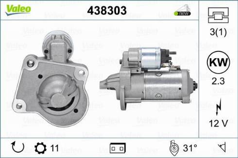 Valeo 438303 - Motorino d'avviamento autozon.pro