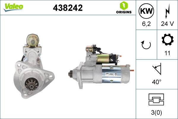 Valeo 438242 - Motorino d'avviamento autozon.pro