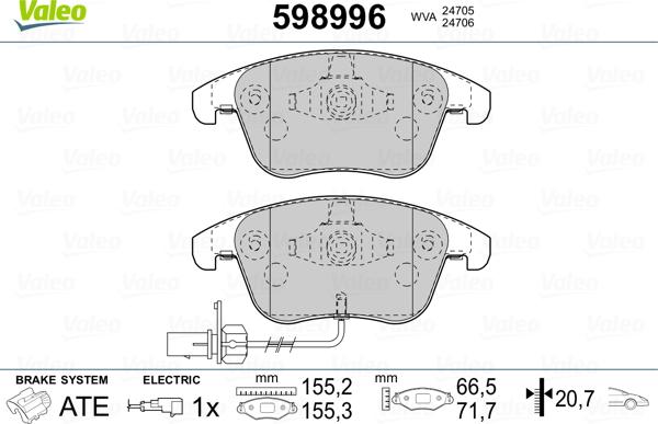 Valeo 598996 - Kit pastiglie freno, Freno a disco autozon.pro