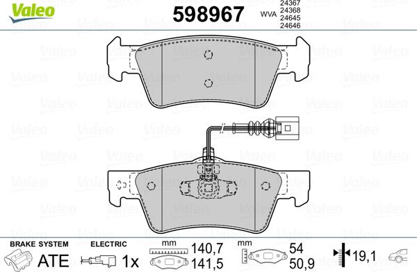 Valeo 598967 - Kit pastiglie freno, Freno a disco autozon.pro