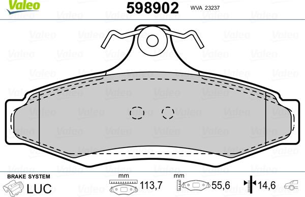 Valeo 598902 - Kit pastiglie freno, Freno a disco autozon.pro