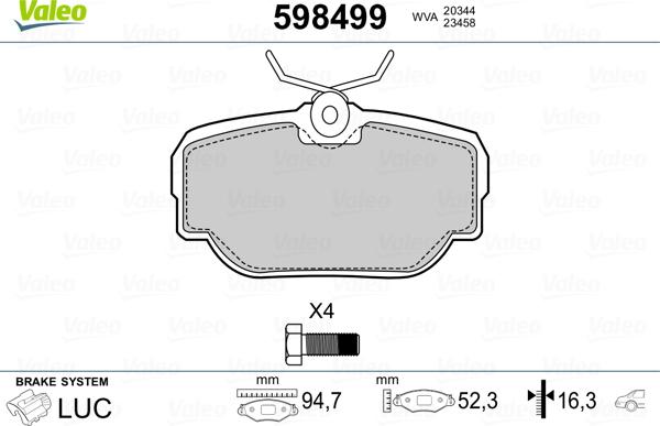 Valeo 598499 - Kit pastiglie freno, Freno a disco autozon.pro