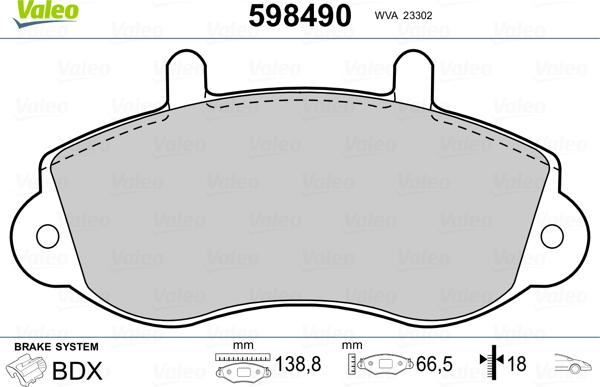 Valeo 598490 - Kit pastiglie freno, Freno a disco autozon.pro