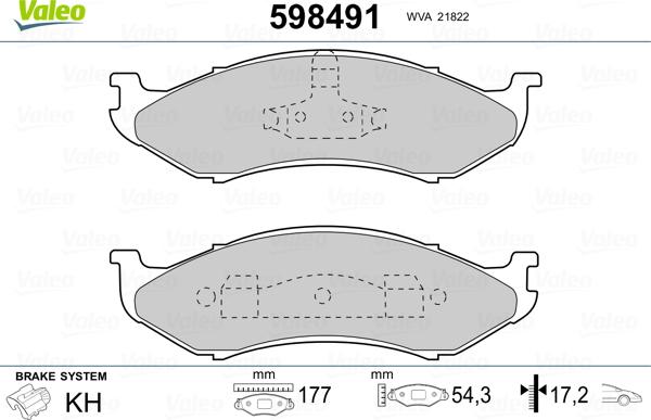 Valeo 598491 - Kit pastiglie freno, Freno a disco autozon.pro