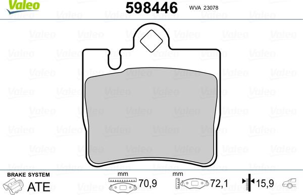 Valeo 598446 - Kit pastiglie freno, Freno a disco autozon.pro