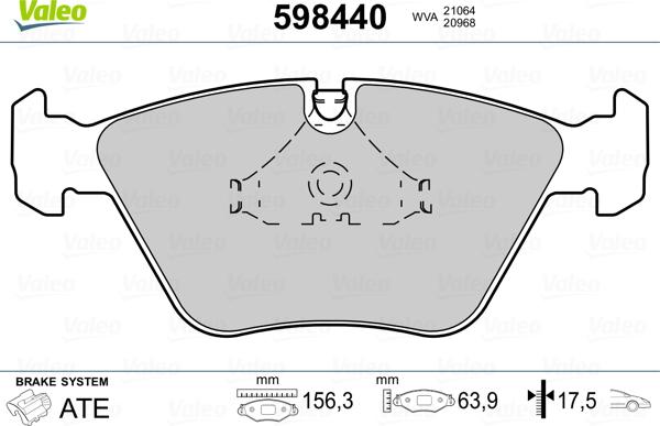 Valeo 598440 - Kit pastiglie freno, Freno a disco autozon.pro