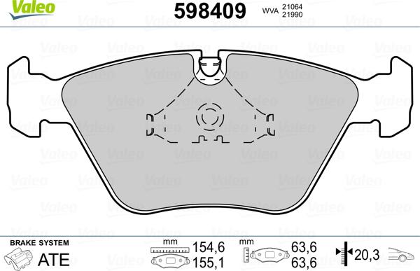 Valeo 598409 - Kit pastiglie freno, Freno a disco autozon.pro