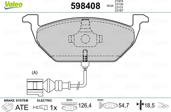 Valeo 598408 - Kit pastiglie freno, Freno a disco autozon.pro