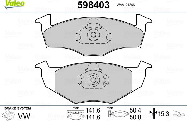 Valeo 598403 - Kit pastiglie freno, Freno a disco autozon.pro