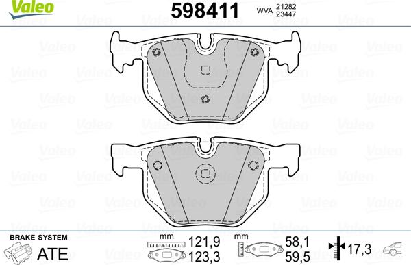 Valeo 598411 - Kit pastiglie freno, Freno a disco autozon.pro