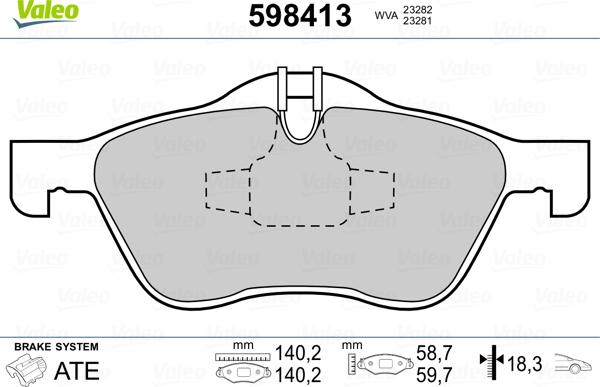 Valeo 598413 - Kit pastiglie freno, Freno a disco autozon.pro