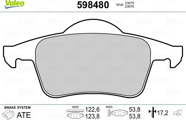 Valeo 598480 - Kit pastiglie freno, Freno a disco autozon.pro