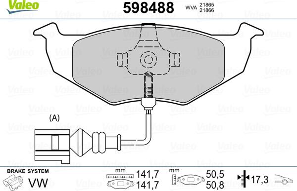 Valeo 598488 - Kit pastiglie freno, Freno a disco autozon.pro