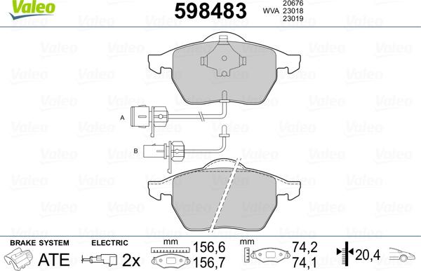 Valeo 598483 - Kit pastiglie freno, Freno a disco autozon.pro