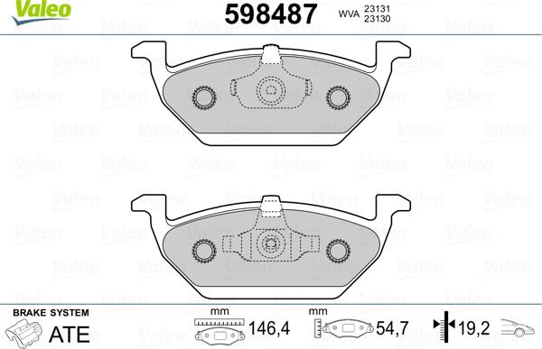 Valeo 598487 - Kit pastiglie freno, Freno a disco autozon.pro