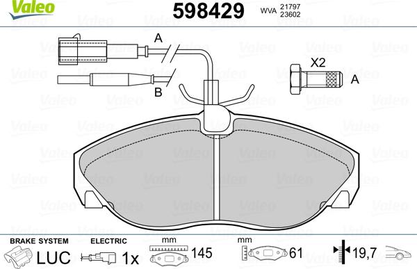 Valeo 598429 - Kit pastiglie freno, Freno a disco autozon.pro