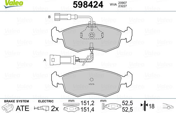 Valeo 598424 - Kit pastiglie freno, Freno a disco autozon.pro