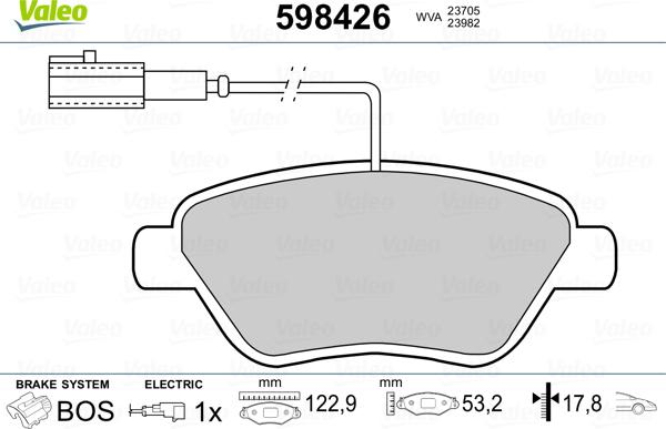 Valeo 598426 - Kit pastiglie freno, Freno a disco autozon.pro