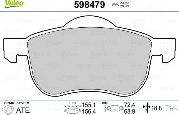 Valeo 598479 - Kit pastiglie freno, Freno a disco autozon.pro