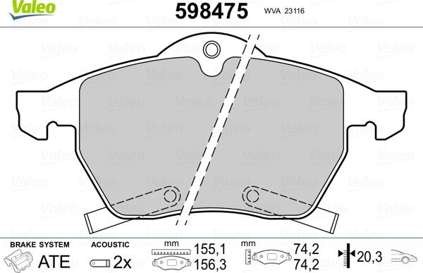 Valeo 670475 - Kit pastiglie freno, Freno a disco autozon.pro