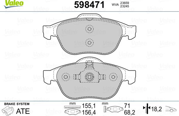 Valeo 598471 - Kit pastiglie freno, Freno a disco autozon.pro