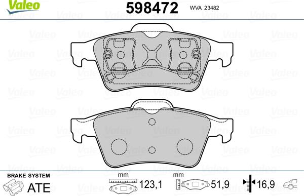 Valeo 598472 - Kit pastiglie freno, Freno a disco autozon.pro