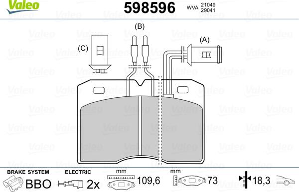 Valeo 598596 - Kit pastiglie freno, Freno a disco autozon.pro