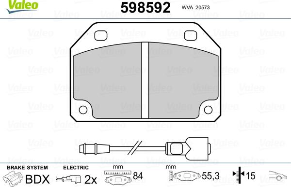 Valeo 598592 - Kit pastiglie freno, Freno a disco autozon.pro