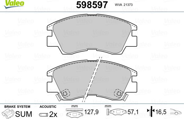 Valeo 598597 - Kit pastiglie freno, Freno a disco autozon.pro