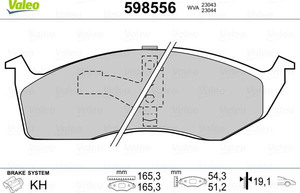 Valeo 598556 - Kit pastiglie freno, Freno a disco autozon.pro