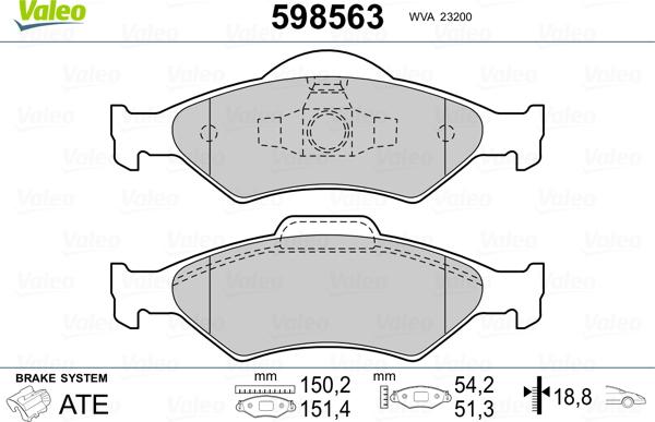 Valeo 598563 - Kit pastiglie freno, Freno a disco autozon.pro