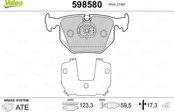 Valeo 598580 - Kit pastiglie freno, Freno a disco autozon.pro