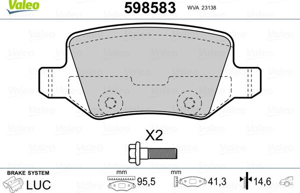 Valeo 598583 - Kit pastiglie freno, Freno a disco autozon.pro