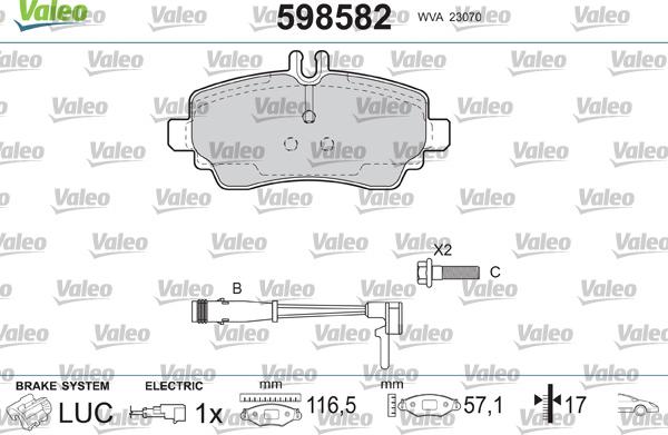 Valeo 598582 - Kit pastiglie freno, Freno a disco autozon.pro