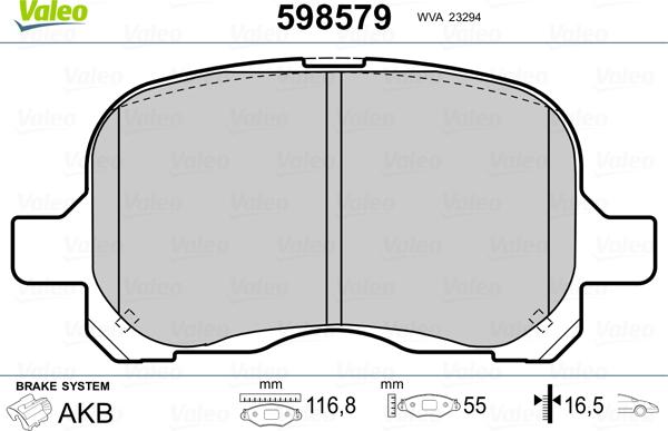 Valeo 598579 - Kit pastiglie freno, Freno a disco autozon.pro