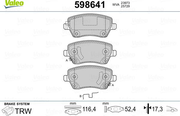 Valeo 598641 - Kit pastiglie freno, Freno a disco autozon.pro