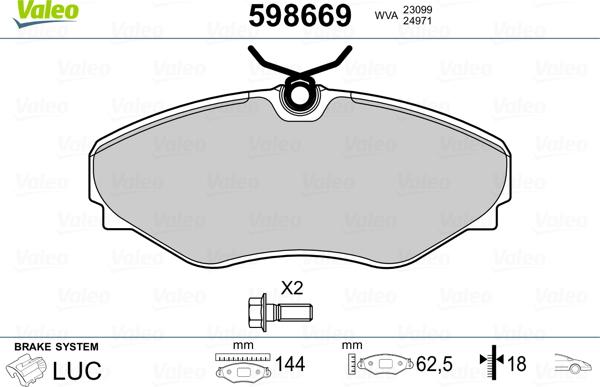 Valeo 598669 - Kit pastiglie freno, Freno a disco autozon.pro