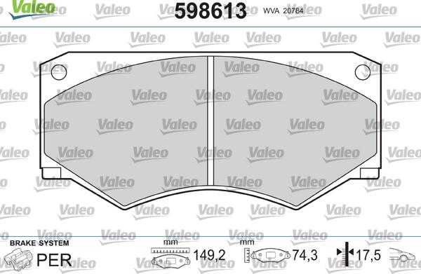 Valeo 598613 - Kit pastiglie freno, Freno a disco autozon.pro