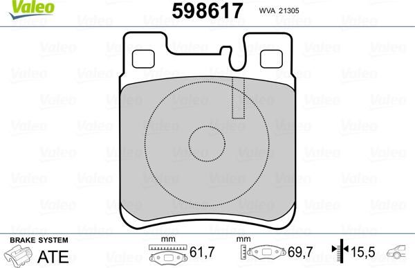 Valeo 598617 - Kit pastiglie freno, Freno a disco autozon.pro