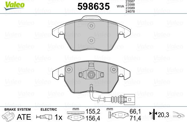 Valeo 598635 - Kit pastiglie freno, Freno a disco autozon.pro