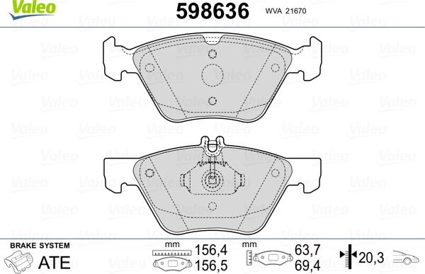 Valeo 598636 - Kit pastiglie freno, Freno a disco autozon.pro