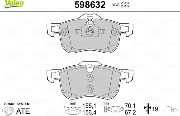 Valeo 598632 - Kit pastiglie freno, Freno a disco autozon.pro