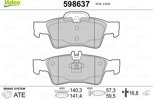 Valeo 598637 - Kit pastiglie freno, Freno a disco autozon.pro