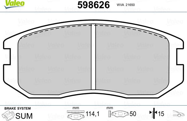 Valeo 598626 - Kit pastiglie freno, Freno a disco autozon.pro