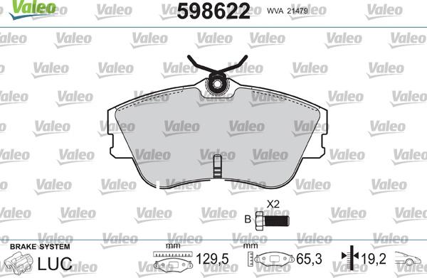 Valeo 598622 - Kit pastiglie freno, Freno a disco autozon.pro