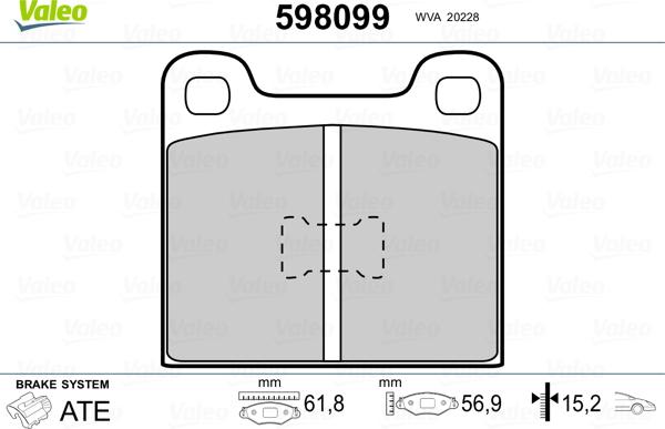 Valeo 598099 - Kit pastiglie freno, Freno a disco autozon.pro