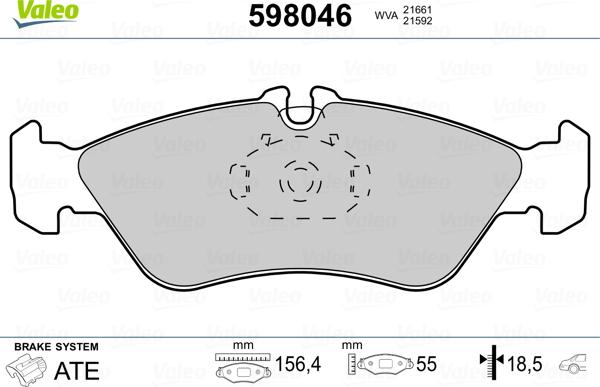 Valeo 598046 - Kit pastiglie freno, Freno a disco autozon.pro