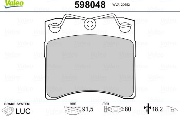 Valeo 598048 - Kit pastiglie freno, Freno a disco autozon.pro