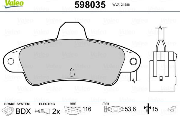 Valeo 598035 - Kit pastiglie freno, Freno a disco autozon.pro